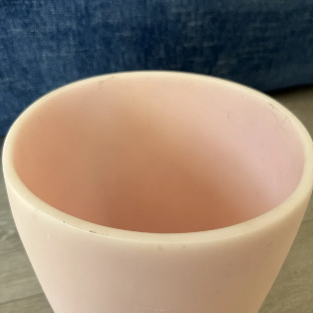 VTG RH Restoration Hardware HEAVY Mini Trash Can Planter Bucket Pink MCM